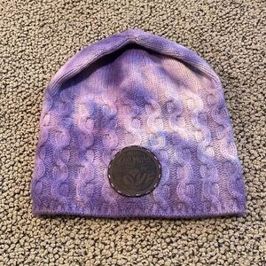 NWOT Purple Dip Dyed Cashmere Slouchy Beanie with Leather Patch on Front